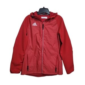 Adidas Red Windbreaker Light Hoodie Jacket Size XS